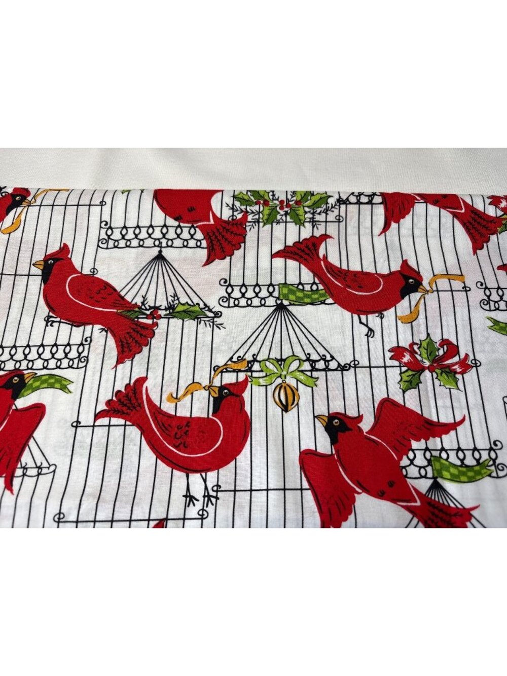 Michael Miller Holiday Birds Cotton Fabric Red Cardinals Holly 32" x 44" Festive